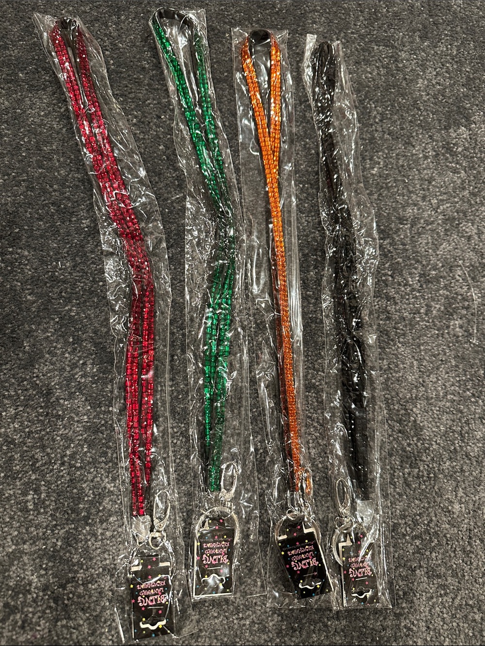 Adult and Kids Lanyard Necklace with keyring for Tag - Red, Green, Orange, Black